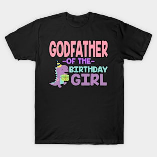 Godfather Of The Birthday For Girl Saurus Rex Dinosaur Party T-Shirt